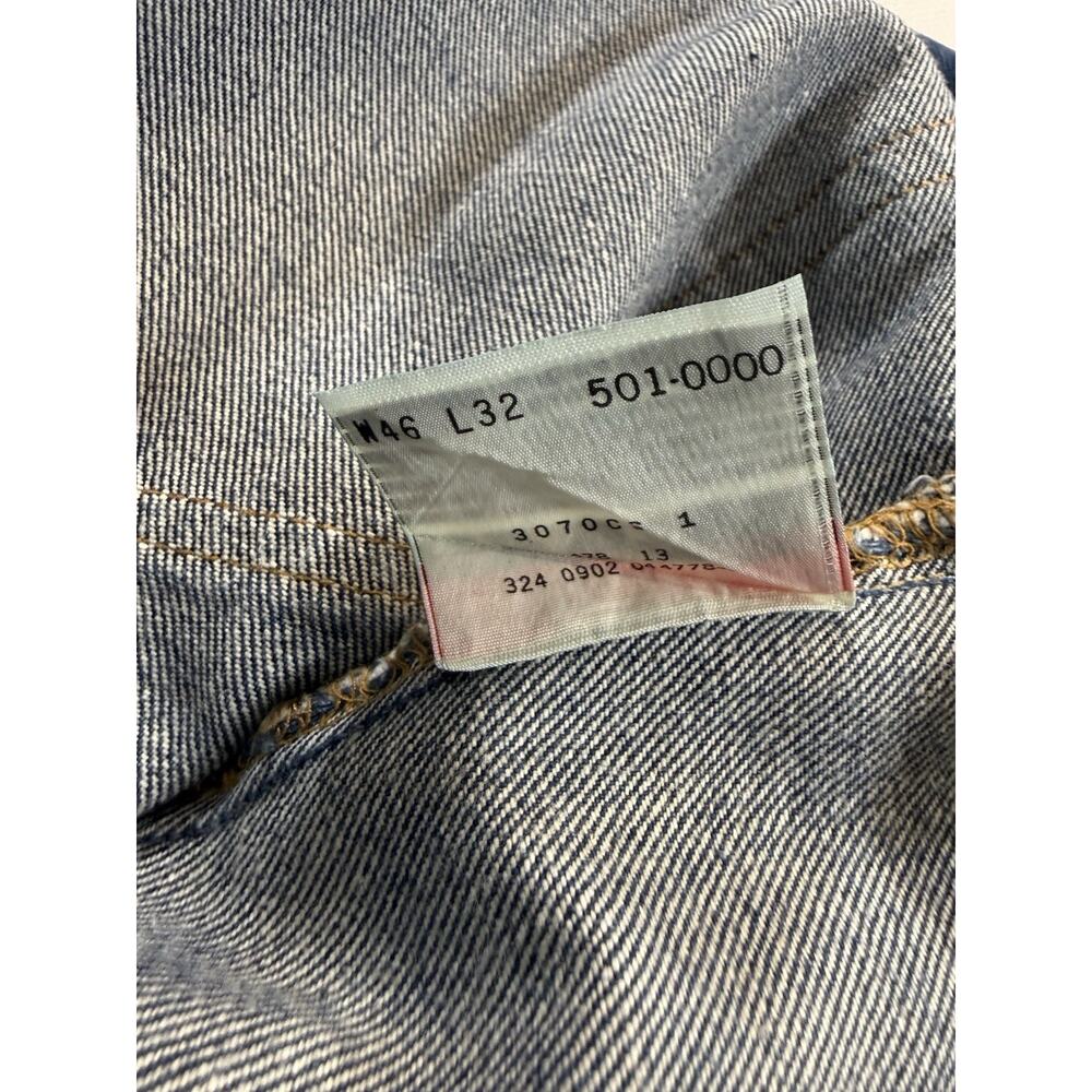 Vintage Levis 501 Jeans 46x32 Button Fly Straight Leg Classic Blue Denim - Picture 9 of 10